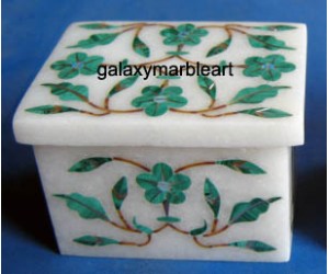 Malachite stones inlaid marble box-RE2317